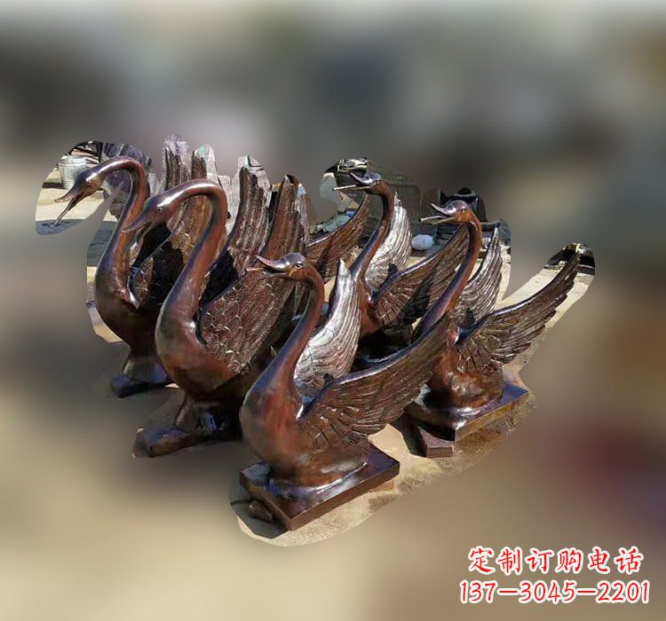 广西优雅美丽的铜雕天鹅塑料
