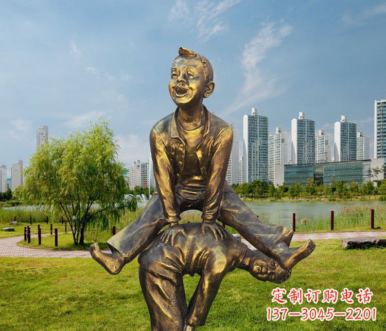 广西中领雕塑铜质经典跳马蹲人雕塑