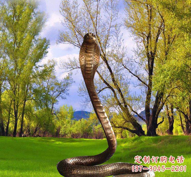 广西公园铜雕眼镜蛇动物雕塑