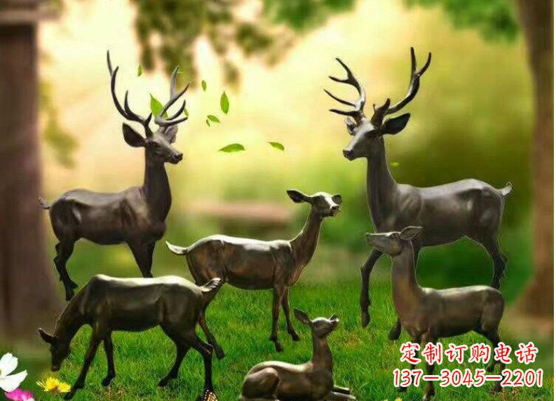 广西公园铜雕阳光小鹿动物雕塑