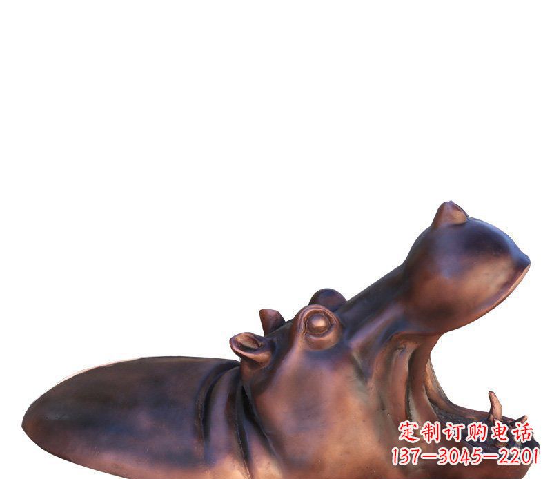 广西公园铜雕张嘴河马动物雕塑