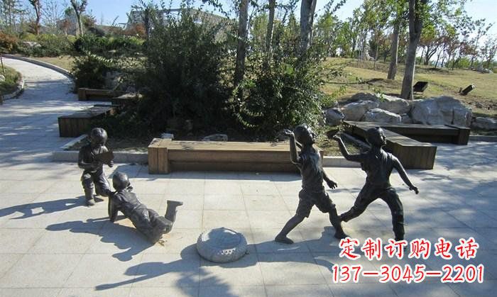 广西公园玩耍的儿童人物铜雕
