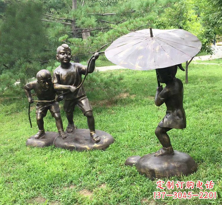 广西趣味活动儿童铜雕