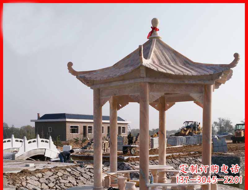 广西红六角石凉亭雕塑