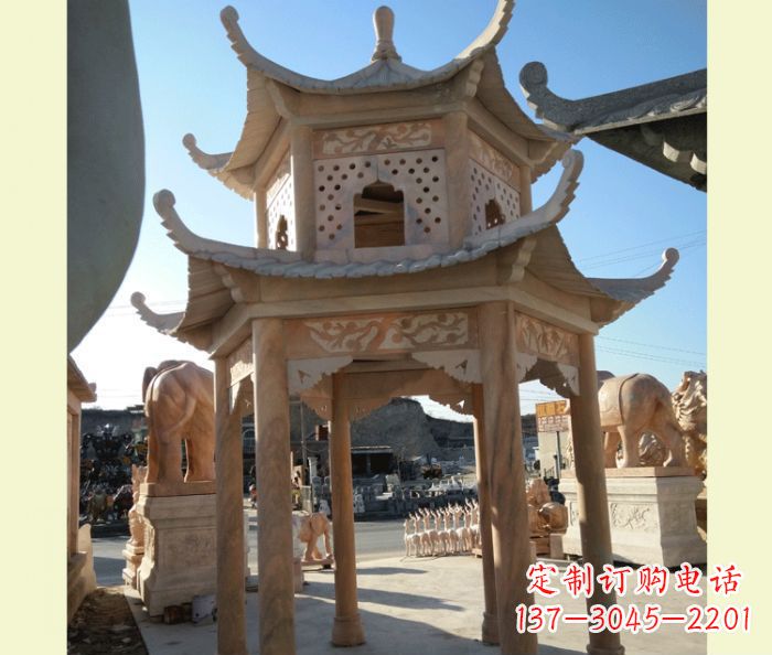 广西中式双层石雕凉亭