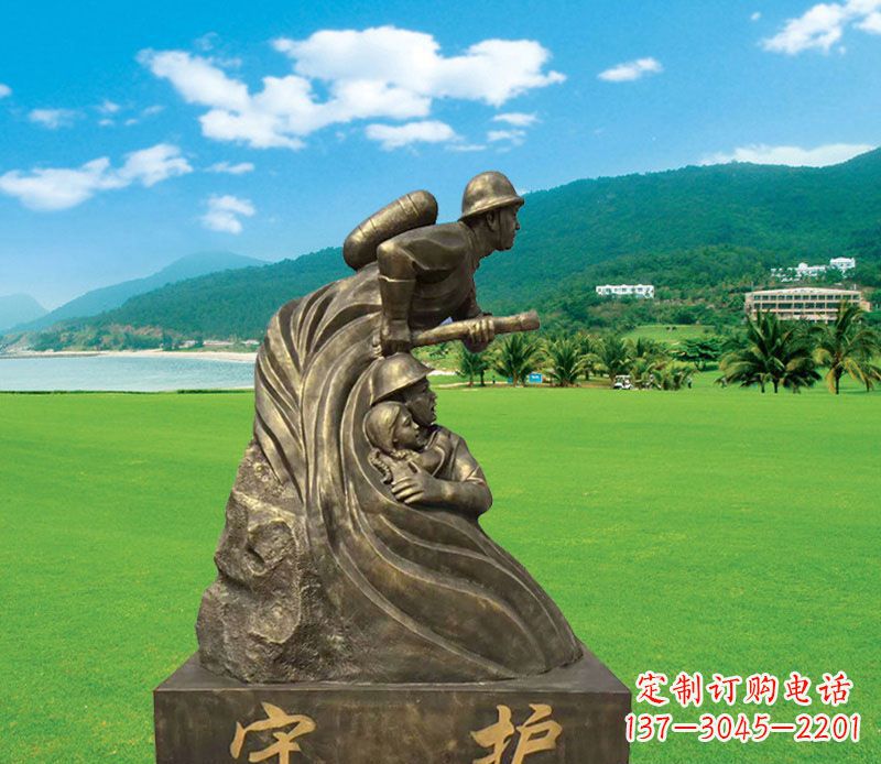 广西弘扬消防文化的消防员雕塑