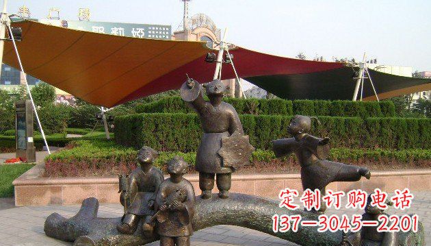 广西装饰性的小孩放风筝铜雕
