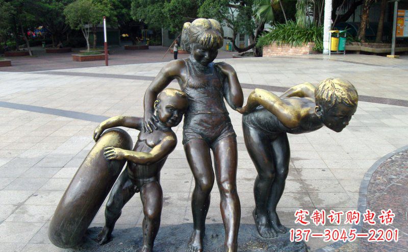 广西公园小孩小品铜雕