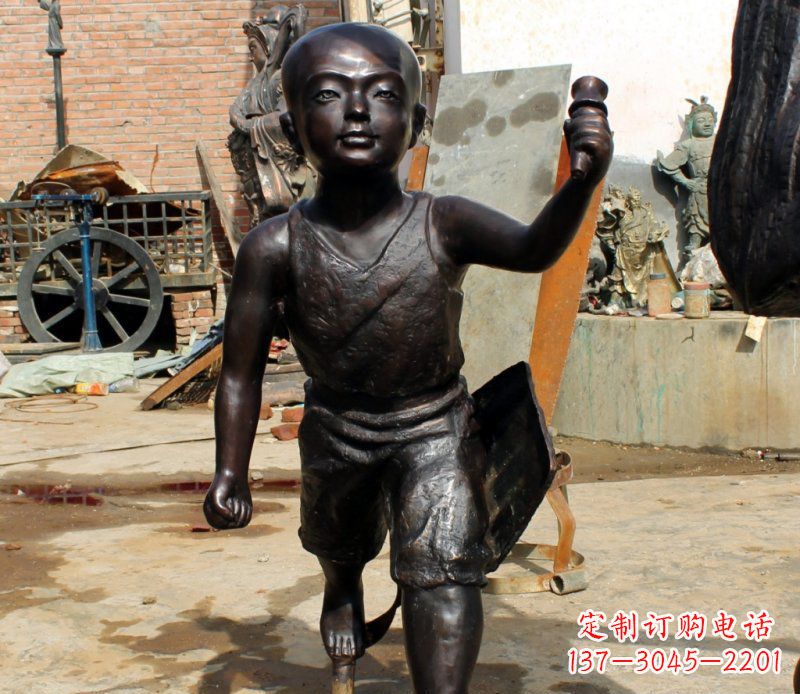 广西打造完美的小孩铜雕,让童趣活跃