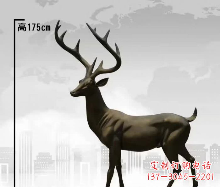 广西精美的铜制公园小鹿雕塑