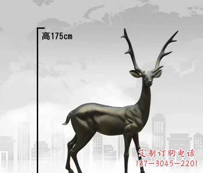 广西精致优雅的铜制公园小鹿雕塑