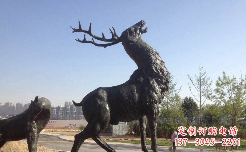 广西驯鹿精美铜雕