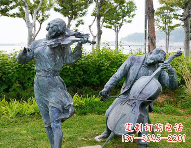 广西双面演奏大提琴&小提琴铜雕塑