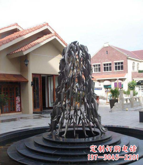 广西欢乐鱼群,喷泉铜雕