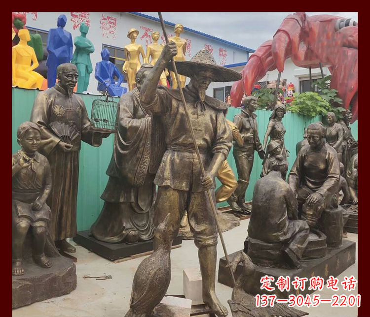广西新中式鸬鹚铜雕塑