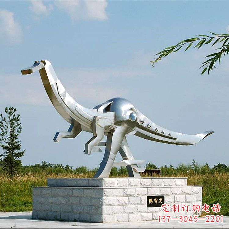 广西公园园林不锈钢鸭嘴龙动物景观雕塑