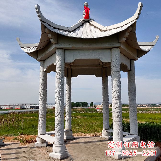 广西公园园林汉白玉六角凉亭