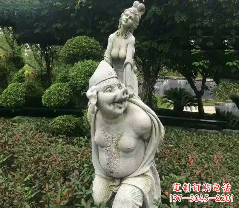 广西纪念猪八戒,收藏高端石雕猪八戒塑像