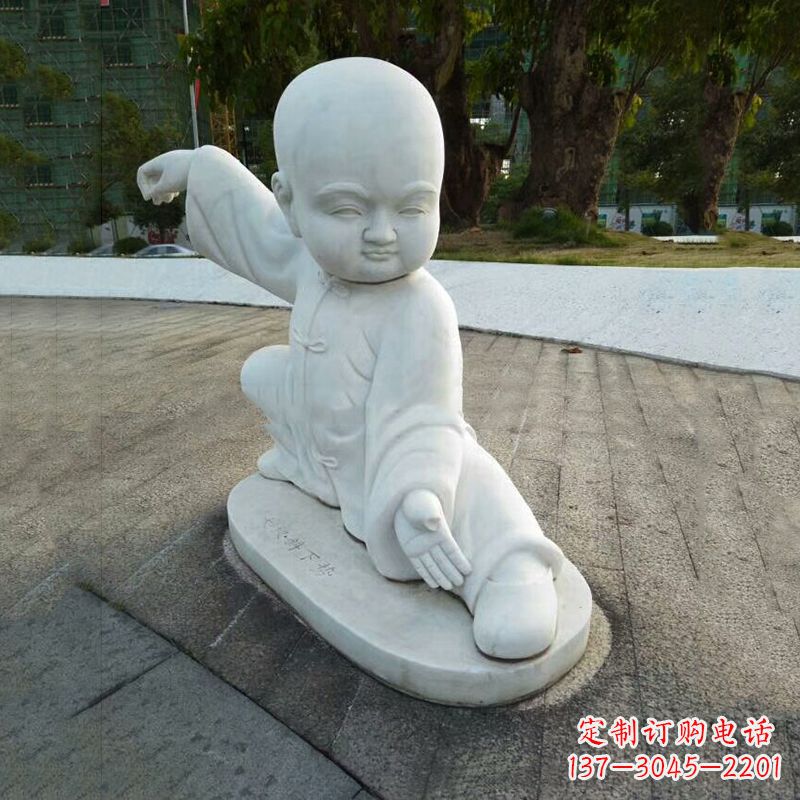 广西瑞士艺术家精美制作的和尚汉白玉石雕塑