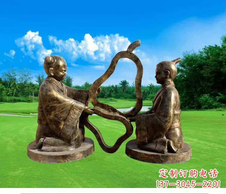 广西古代孔融让梨人物铜雕