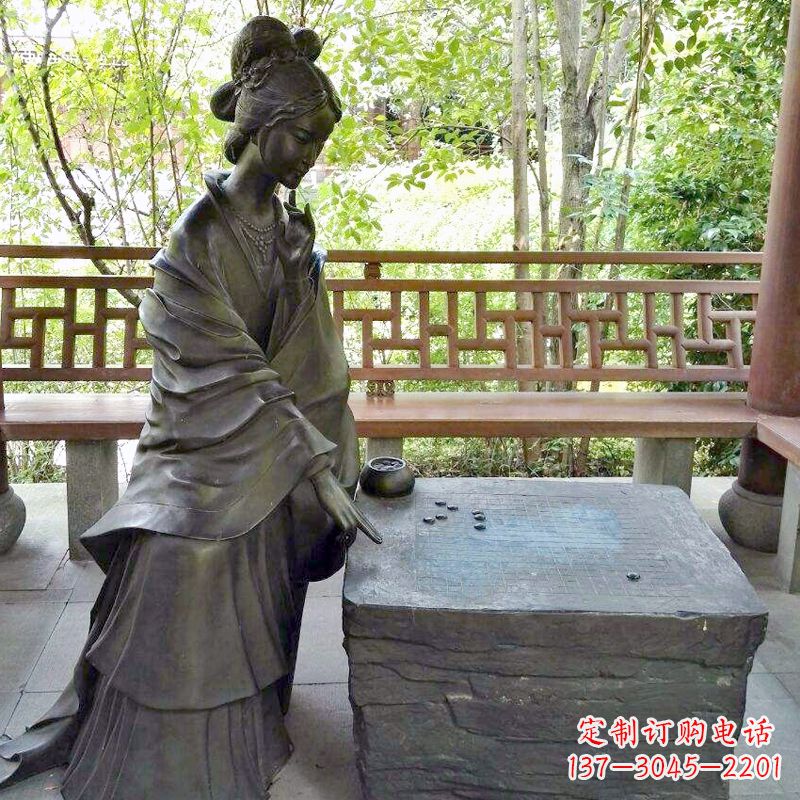 广西古代美女西施下棋情景雕塑