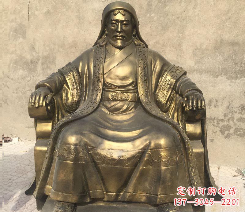 广西展现历史荣光的成吉思汗铜雕
