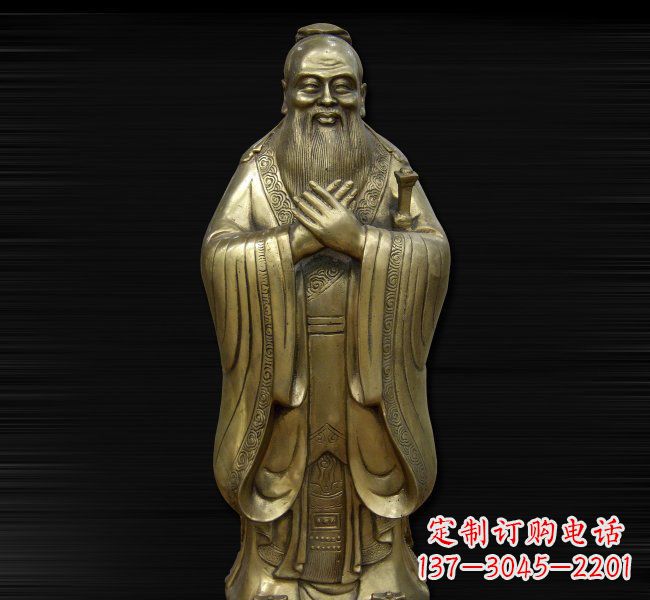 广西古代名人铸铜孔子雕塑