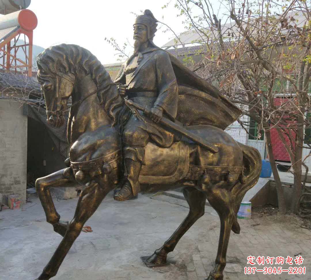 广西古典风格骑马人物铜雕塑
