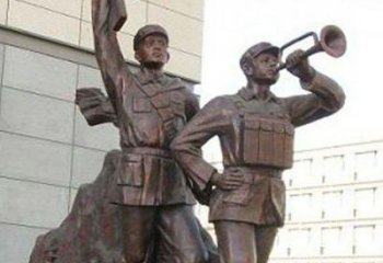 广西革命精神熠熠冲锋号铜雕