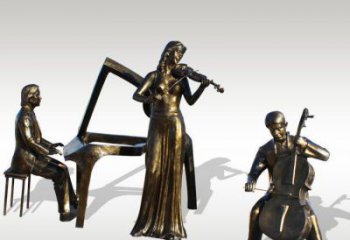 广西公园景观钢琴拉小提琴人物铜雕