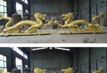 广西古典传统双龙戏珠铜雕塑