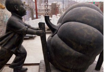 广西精致男孩铜雕