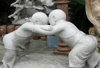 广西可爱小孩摔跤石雕