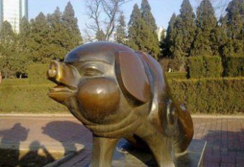广西定制公园猪铜雕