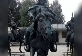 广西英姿飒爽古代将军骑马铜雕