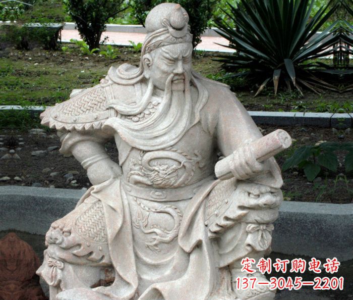 广西中领雕塑:经典古典关公石雕