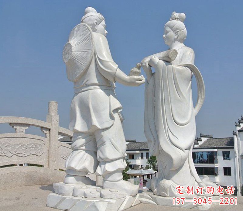 广西古代人物牛郎织女石雕