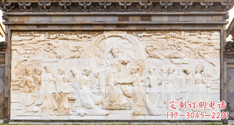 广西中领雕塑:古代人物石浮雕影壁