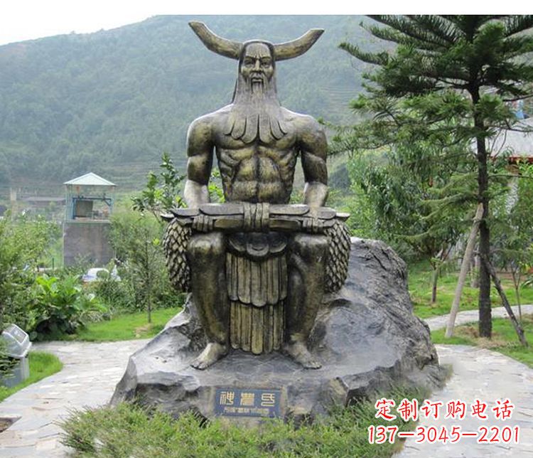 广西古代神话人物伏羲铜雕