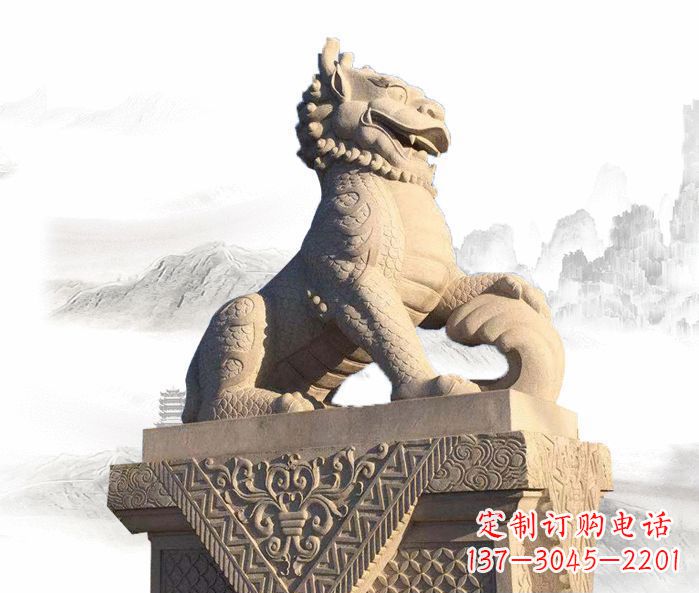广西精美古典大理石麒麟石雕