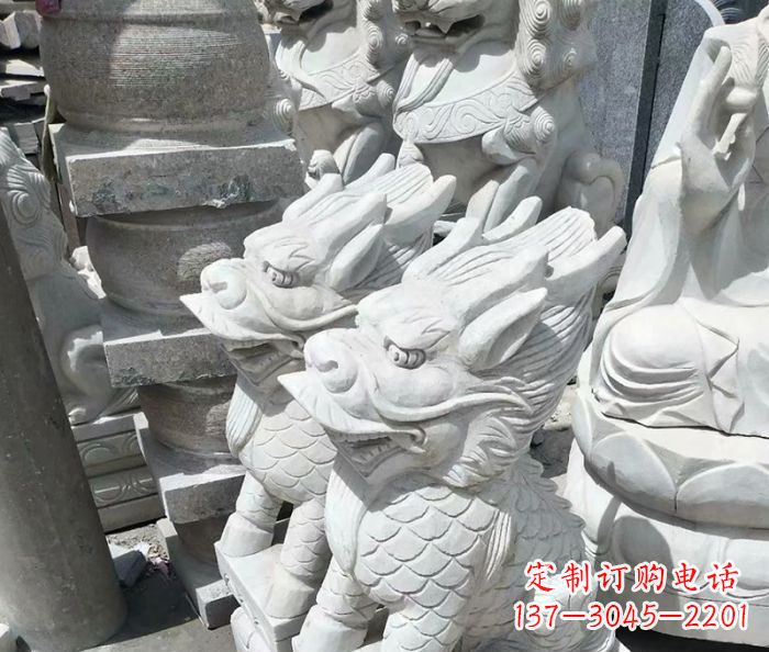 广西传统工艺,精细做工,古代神兽大理石麒麟石雕高端定制