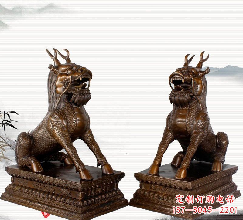 广西古代神兽麒麟铜雕