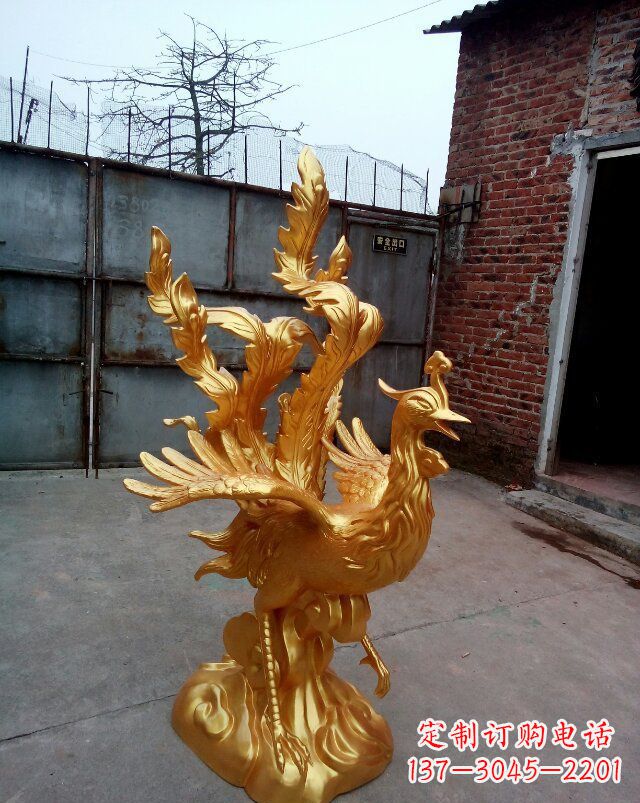 广西传统铜质凤凰雕塑