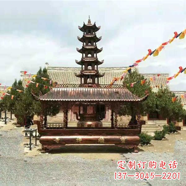 广西全新古典铜香炉雕龙塑型双耳方形器皿