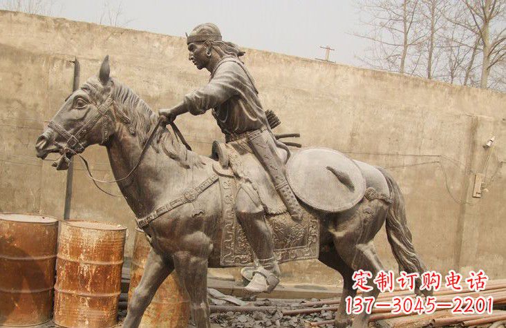 广西古代战马铜雕塑