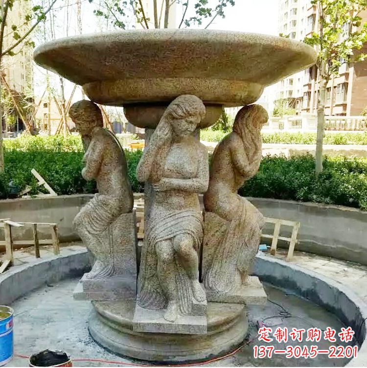 广西古典石雕喷泉精美雕塑