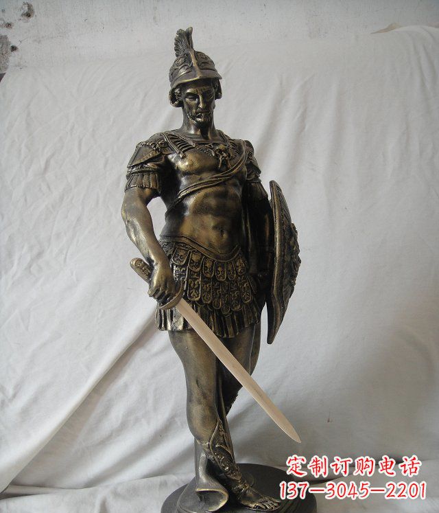 广西古罗马战士玻璃钢仿铜人物雕塑