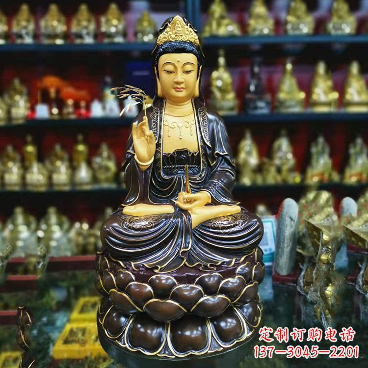 广西古铜手工雕刻观音佛像