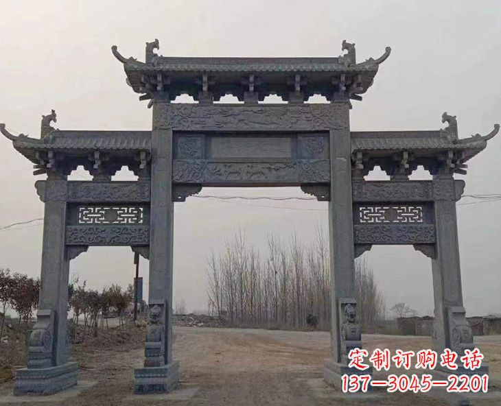 广西古石牌坊-手工精雕细琢牌坊雕塑