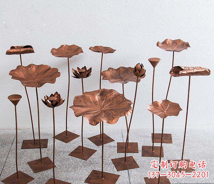 广西精美古铜色荷花不锈钢雕塑